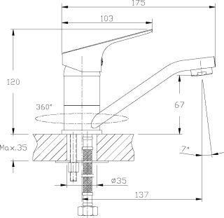 Смеситель для кухонной мойки Rossinka RS29-21 Хром